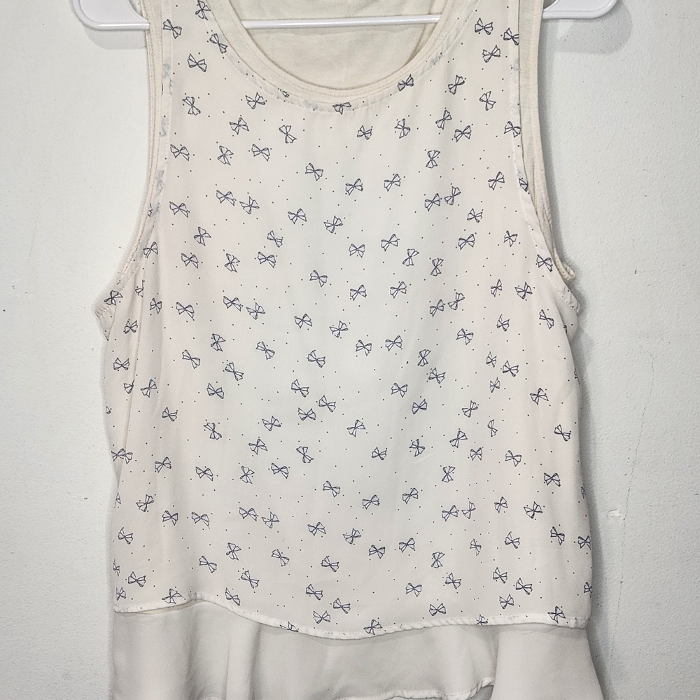 RW&CO. Cream Tank Top with Navy Bow Motif